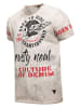 Rusty Neal Vintage Biker T-Shirt Oil Wash mit Raw Edge & Front- und Backprint in Stone