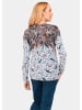 GOLDNER Pullover Druckpullover mit ornamentalem Druck in stein / gemustert