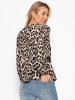 SASSYCLASSY Musselin Blusenjacke mit Bindebänder in Leo-Print in Braun