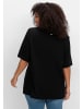 sheego V-Shirt in schwarz