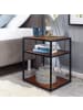 KADIMA DESIGN Massiver Sheesham-Holz Nachttisch, Industrie-Stil, 3 Ablagen