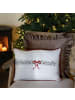 Chic Antique Kissenbezug AIX SCHLEIFE und WEIHNACHTSZWEIGE Gestickt 50x35 cm