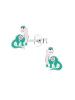Alexander York Kinderohrstecker DINOSAURIER LANGHALS in 925 Sterling Silber, 2-tlg. in green