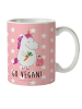 Mr. & Mrs. Panda Kaffeebecher Einhorn Vegan mit Spruch in Rot Pastell