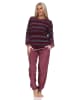 NORMANN Frottee Schlafanzug langarm Bündchen Streifenoptik in beere1