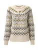 Aniston CASUAL Strickpullover in wollweiß-moosgrün-schwarz-grau