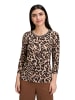 Betty Barclay Basic Shirt mit Rippbündchen in Schwarz/Beige