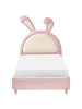 Beliani Kinderbett LALLIAS in Rosa/Weiß/Braun - (W) 99 x (H) 133 x (L) 213 cm