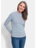 GOLDNER Ringelshirt mit Stehkragen in blau / cremeweiß / geringelt
