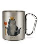 Mr. & Mrs. Panda Tasse Katze König ohne Spruch in Silber