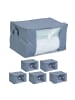 relaxdays 6 x Aufbewahrungstasche in Grau - (B)60 x (H)35 x (T)43 cm