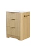 ABRIHOME Waschbeckenunterschrank in Holzoptik 61 cm mit Keramikbecken goldenen Griffen