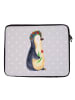 Mr. & Mrs. Panda Laptop Sleeve Pinguin Blumen ohne Spruch in Grau Pastell