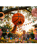relaxdays 3-tlg. Pinata Set "Basketball" in Orange/ Schwarz - Ø25 cm