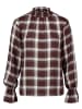 Zero  Karo-Bluse mit Stehkragen in Brown/Beige