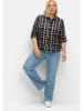 sheego Karierte Flanellbluse in marine-ocker kariert