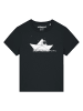 wat? Apparel T-Shirt Astronaut in paper boat in Schwarz