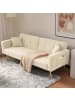 ABRIHOME 2 Sitzer Sofa in Beige mit Bettfunktion goldenen Beinen und Seitentaschen  