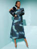 creation L A-Linien-Kleid in marine-kalkmint-bedruckt