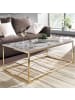 KADIMA DESIGN Couchtisch 100x60x40 cm mit Marmor Optik / Gold, Wohnzimmertisch in Weiß
