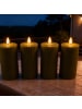 relaxdays 4 x LED Kerzen in Khaki - (H)18 x Ø 7,5 cm