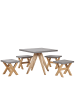 Beliani 5-tlg Gartentisch Set OLBIA in Grau/Braun