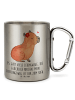 Mr. & Mrs. Panda Tasse Capybara Blume mit Spruch in Silber