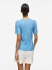 Vila VILA Damen Satin Blusen T-Shirt Halbarm Basic Top VIPLISA in Blau-4