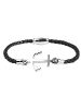 Adeliás Damen Armband – Textilarmband aus Leder 18 cm in schwarz