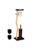 relaxdays WC Garnitur in Schwarz/ Natur - (B)23 x (H)80,5 x (T)18 cm