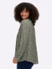sheego Bluse in khaki-flieder-bedruckt
