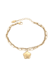 faina Women Double Strand Chain Link Bracelet With Pendant in Gold