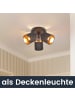 ZMH Deckenleuchte in schwarz 3-flammige E14 Vintage mit Stoffschirm