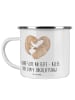 Mr. & Mrs. Panda Camping Emaille Tasse 4. Hochzeitstag Seidenhoc... in Weiß