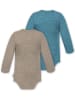 Normani Outdoor Sports 2er Pack Baby Merino Body Langarm Auckland in Beige/Blau