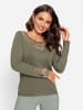 WITT WEIDEN Feinstrickpullover in khaki-sand-gemustert