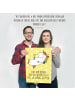Mr. & Mrs. Panda Poster Einhorn Blümchentail mit Spruch in Gelb Pastell
