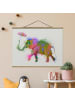 WALLART Stoffbild mit Posterleisten - Regenbogen Splash Elefant in Bunt