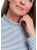 GOLDNER Kurzgröße:  Ringelshirt mit Stehkragen in blau / cremeweiß / geringelt