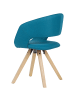 KADIMA DESIGN Esszimmerstuhl Petrol Stoff, Massivholz Retro, Küchenstuhl mit Lehne,