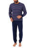 NORMANN Frottee Pyjama langarm Schlafanzug Bündchen Streifen - 49587 in marine