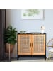 relaxdays Sideboard in Schwarz/ Natur - (B)80 x (H)76 x (T)39 cm
