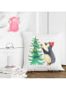 Mr. & Mrs. Panda Zierkissen Pinguin Weihnachtsbaum ohne Spruch in Weiß