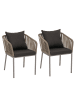 MCW 2x Gartenstuhl N41, Grau, Kissen dunkelgrau