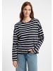 ELBSAND Sweatshirt Elva in Coldwater + Cloud White STRIPE