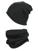 TupTam Unisex Kinder Beanie Mütze Schlauchschal Set in schwarz