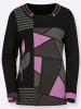 WITT WEIDEN Rundhalsshirt in schwarz-orchidee-gemustert