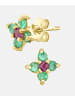 Vanlere Ohrstecker aus 375 Gelbgold mit Rubin Blumen-Design