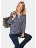 GOLDNER Kurzgröße:  Elegantes Blusenshirt mit V-Ausschnitt in marine / weiß