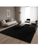 KADIMA DESIGN Teppich Hochflor Shaggy Uni-Look Polypropylen Wohnzimmer in Schwarz